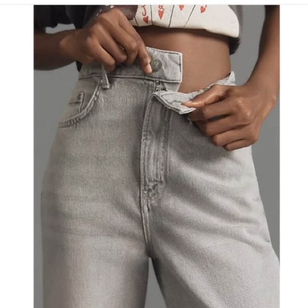 ANTHROPOLOGIE PILCRO The Austyn High Rise Wide Leg Cuffed Jean Grey NEW - Picture 4 of 9